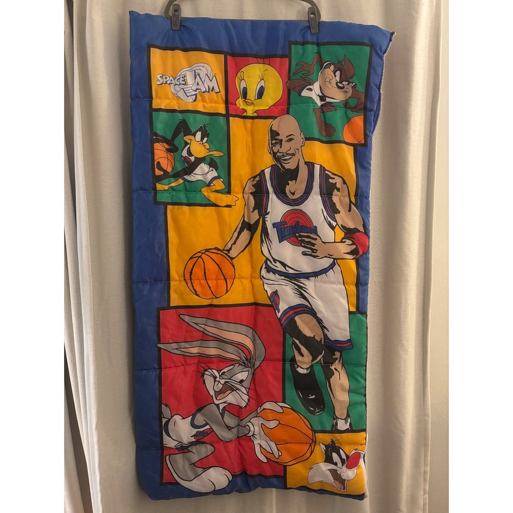 Vintage 1996 Space Jam Michael Jordan Sleeping Bag Looney Tunes Bugs Bunny 90s